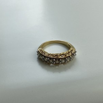 925 Sterling Silver Gold Plated White CZ Ring Size 7