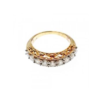 925 Sterling Silver Gold Plated White CZ Ring Size 7