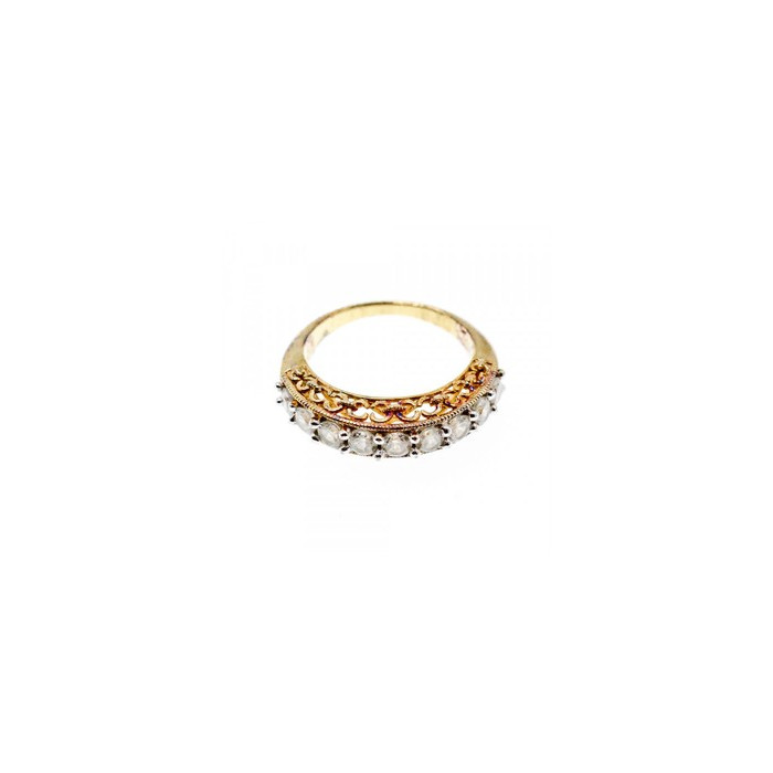 925 Sterling Silver Gold Plated White CZ Ring Size 7