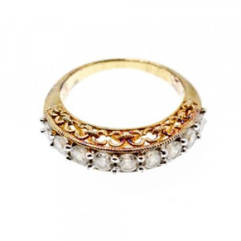 925 Sterling Silver Gold Plated White CZ Ring Size 7