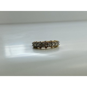 925 Sterling Silver Gold Plated White CZ Ring Size 7