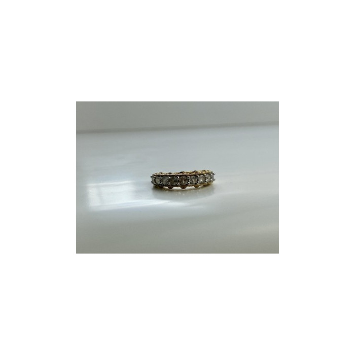 925 Sterling Silver Gold Plated White CZ Ring Size 7