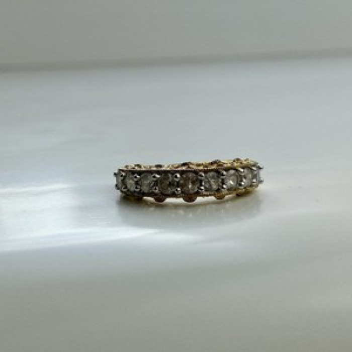 925 Sterling Silver Gold Plated White CZ Ring Size 7