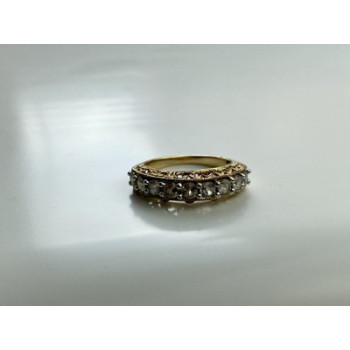 925 Sterling Silver Gold Plated White CZ Ring Size 7