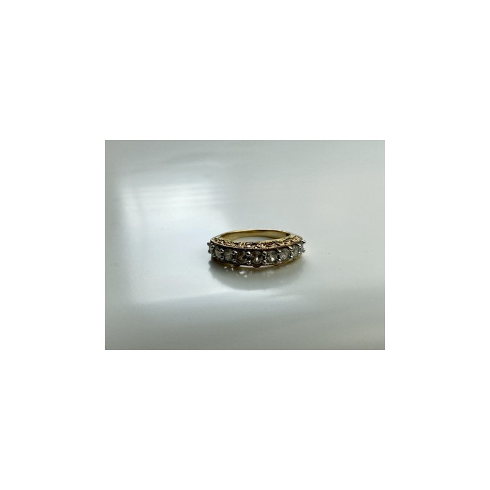 925 Sterling Silver Gold Plated White CZ Ring Size 7
