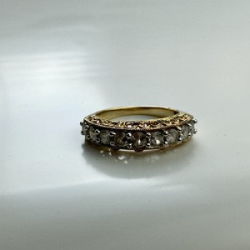 925 Sterling Silver Gold Plated White CZ Ring Size 7