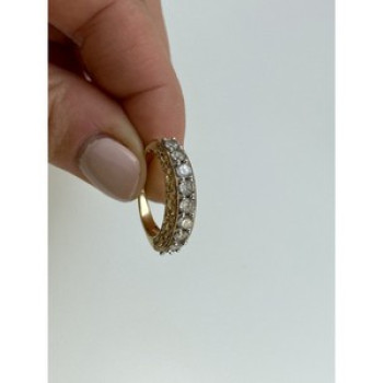 925 Sterling Silver Gold Plated White CZ Ring Size 7