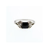 925 Sterling Silver Black Spinel & Beryl Ring Size 9.5