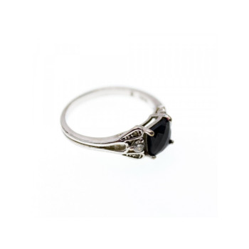 925 Sterling Silver Black Spinel & Beryl Ring Size 9.5