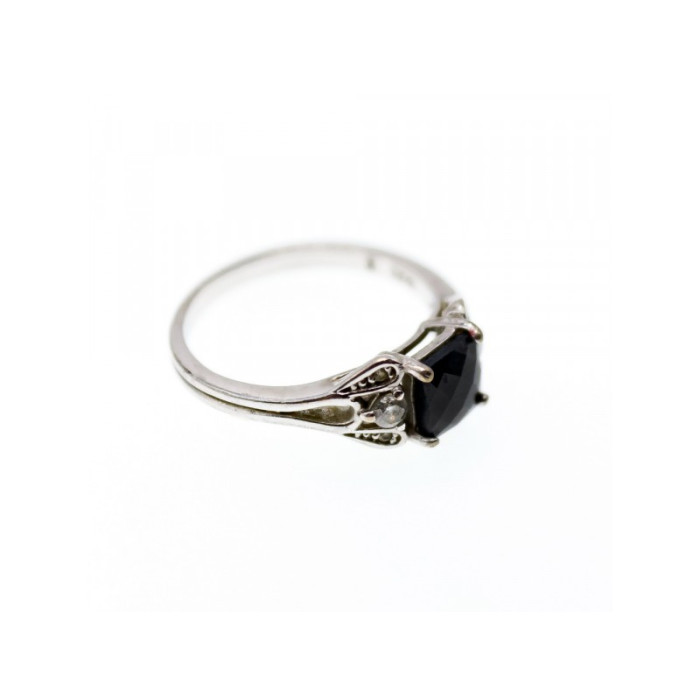925 Sterling Silver Black Spinel & Beryl Ring Size 9.5
