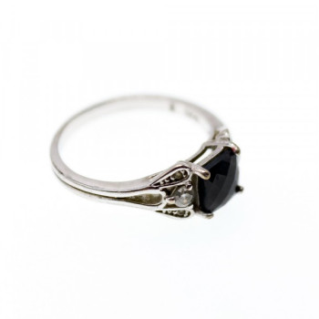 925 Sterling Silver Black Spinel & Beryl Ring Size 9.5