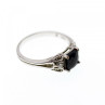 925 Sterling Silver Black Spinel & Beryl Ring Size 9.5