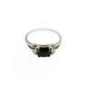 925 Sterling Silver Black Spinel & Beryl Ring Size 9.5