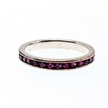 925 Sterling Silver Purple CZ Band Ring Size 8.5