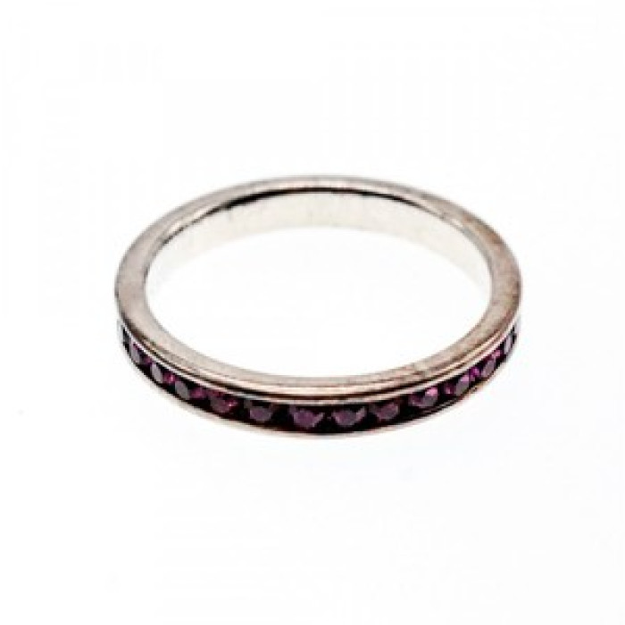 925 Sterling Silver Purple CZ Band Ring Size 8.5