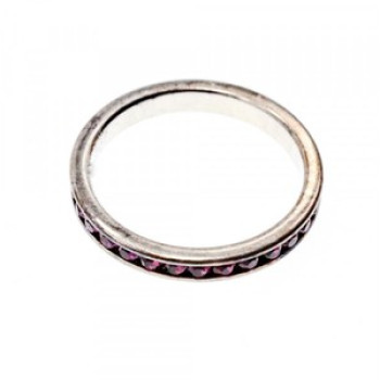 925 Sterling Silver Purple CZ Band Ring Size 8.5