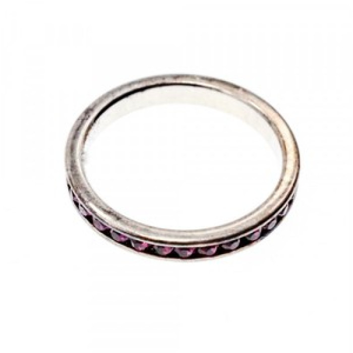 925 Sterling Silver Purple CZ Band Ring Size 8.5