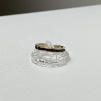 925 Sterling Silver Purple CZ Band Ring Size 8.5