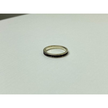 925 Sterling Silver Purple CZ Band Ring Size 8.5