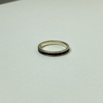 925 Sterling Silver Purple CZ Band Ring Size 8.5