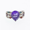 925 Sterling Silver Multicolor Tourmalines Ring Size 8