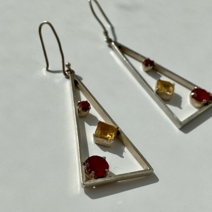 925 Sterling Silver Hessonite & Heliodor Earrings