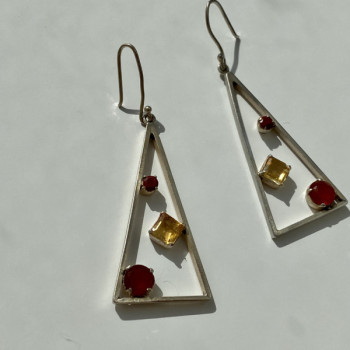 925 Sterling Silver Hessonite & Heliodor Earrings