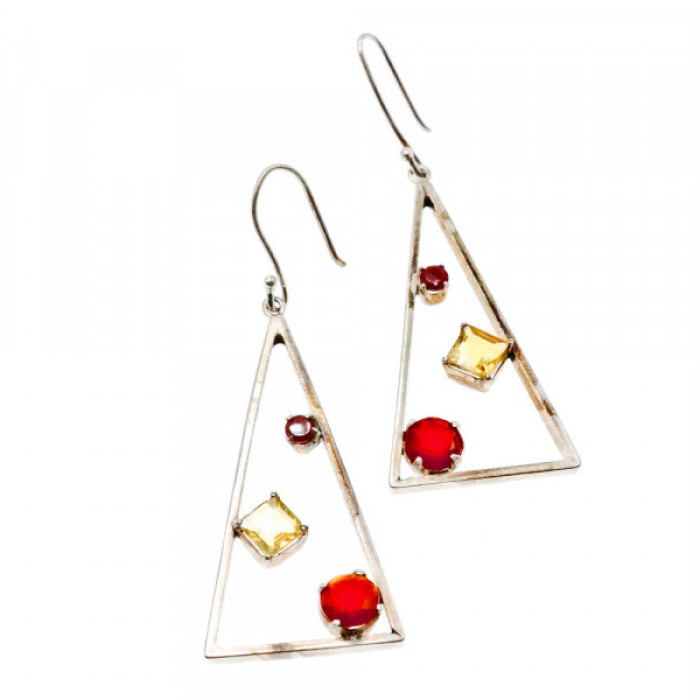 925 Sterling Silver Hessonite & Heliodor Earrings