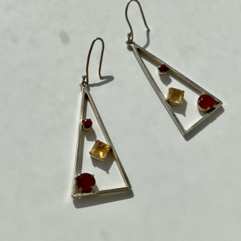925 Sterling Silver Hessonite & Heliodor Earrings