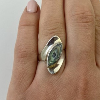 925 Sterling Silver Haliotis Ring Size 6.5