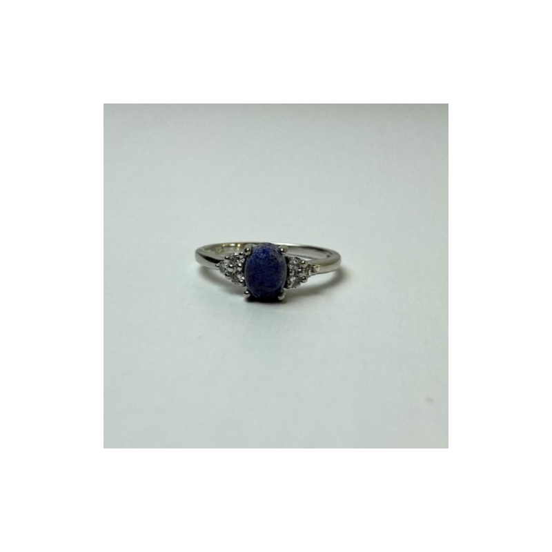 925 Sterling Silver Sodalite & Goshenite Ring Size 6.5