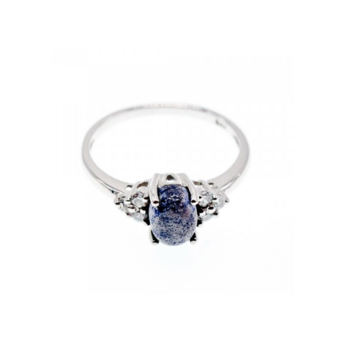 925 Sterling Silver Sodalite & Goshenite Ring Size 6.5