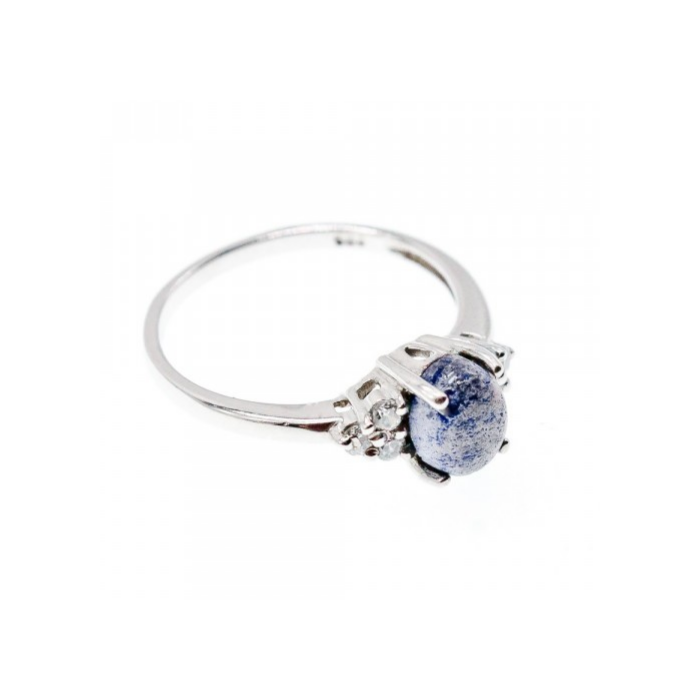 925 Sterling Silver Sodalite & Goshenite Ring Size 6.5