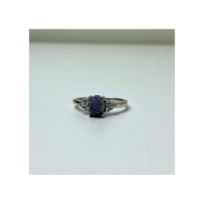 925 Sterling Silver Sodalite & Goshenite Ring Size 6.5