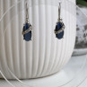 925 Sterling Silver Blue Onyx & CZ Earrings