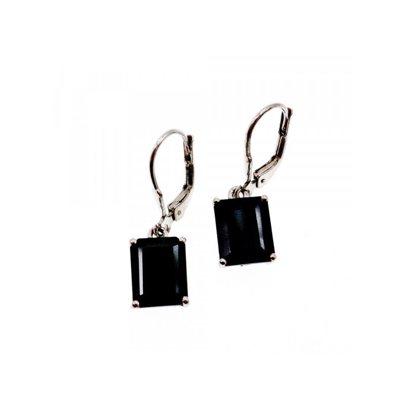 925 Sterling Silver Black Agate Earrings