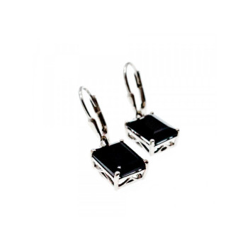 925 Sterling Silver Black Agate Earrings
