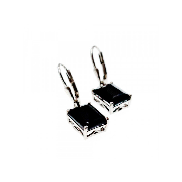 925 Sterling Silver Black Agate Earrings