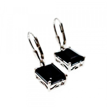 925 Sterling Silver Black Agate Earrings