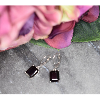 925 Sterling Silver Black Agate Earrings