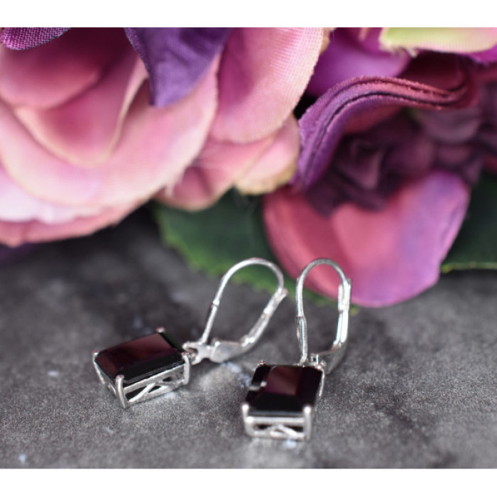 925 Sterling Silver Black Agate Earrings