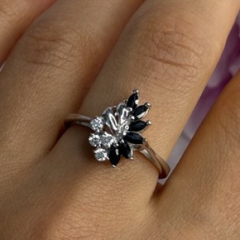 925 Sterling Silver Dark Blue & White Sapphire Ring Size 9 ; 7 ; 6.5