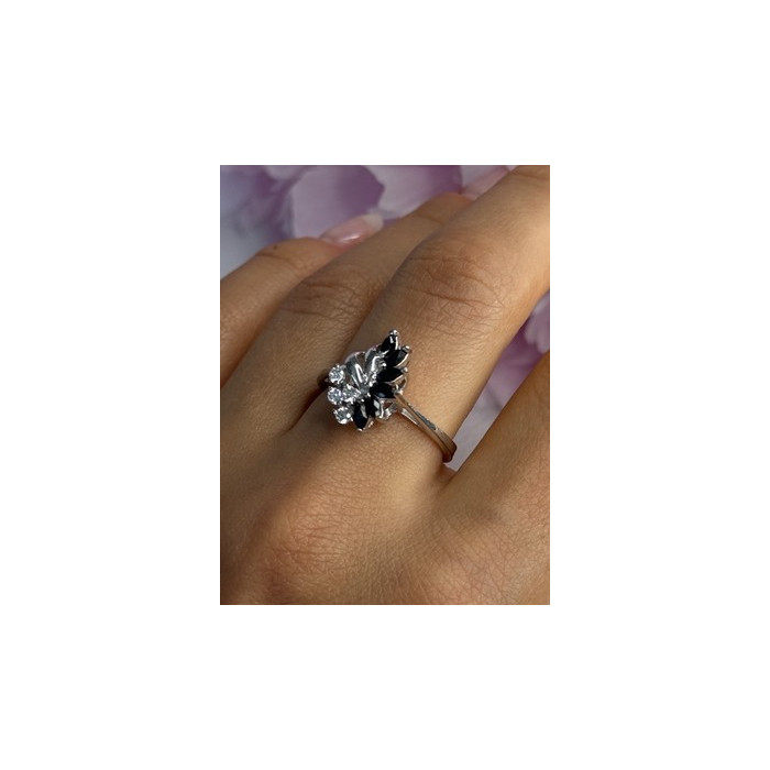 925 Sterling Silver Dark Blue & White Sapphire Ring Size 9 ; 7 ; 6.5