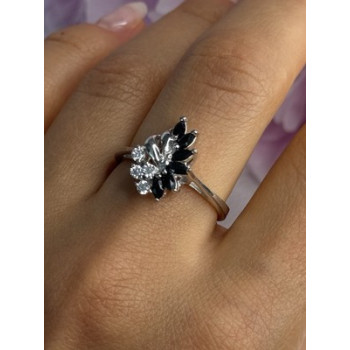 925 Sterling Silver Dark Blue & White Sapphire Ring Size 9 ; 7 ; 6.5