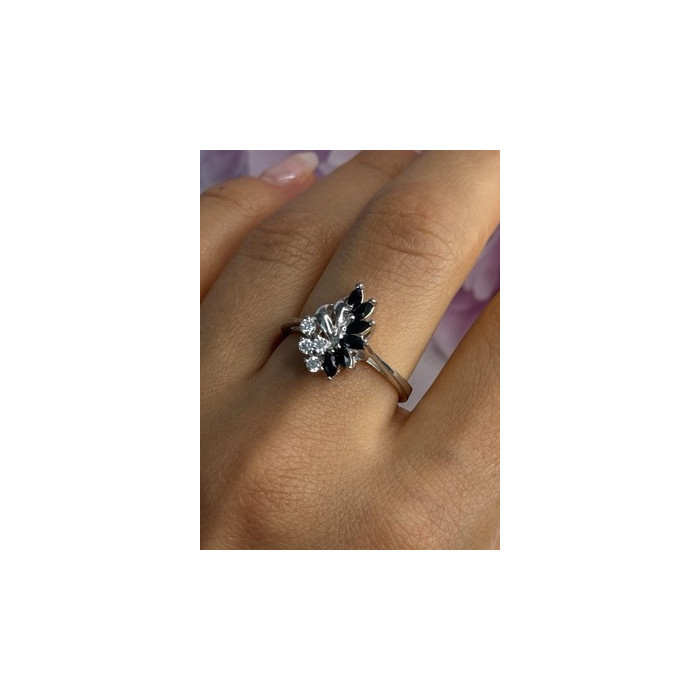 925 Sterling Silver Dark Blue & White Sapphire Ring Size 9 ; 7 ; 6.5