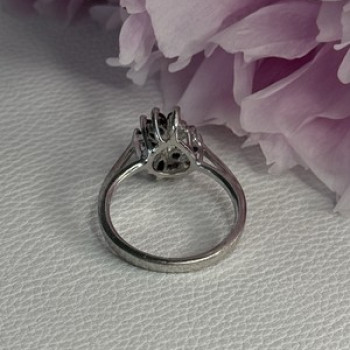 925 Sterling Silver Dark Blue & White Sapphire Ring Size 9 ; 7 ; 6.5