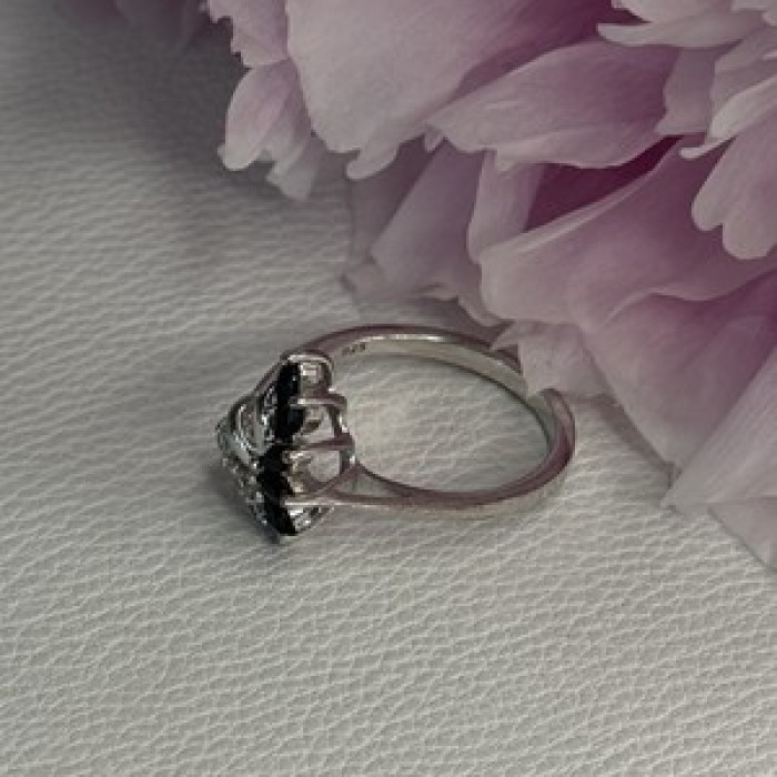 925 Sterling Silver Dark Blue & White Sapphire Ring Size 9 ; 7 ; 6.5