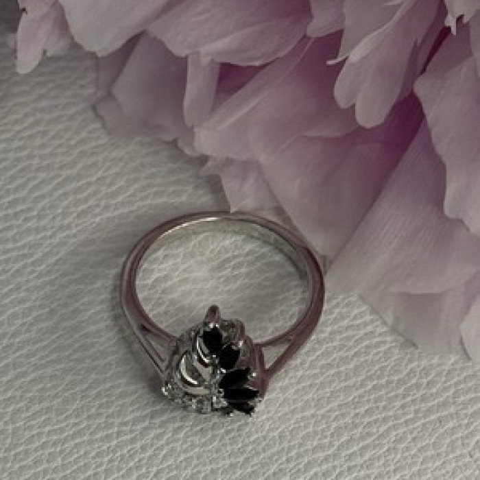 925 Sterling Silver Dark Blue & White Sapphire Ring Size 9 ; 7 ; 6.5