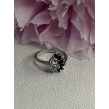 925 Sterling Silver Dark Blue & White Sapphire Ring Size 9 ; 7 ; 6.5