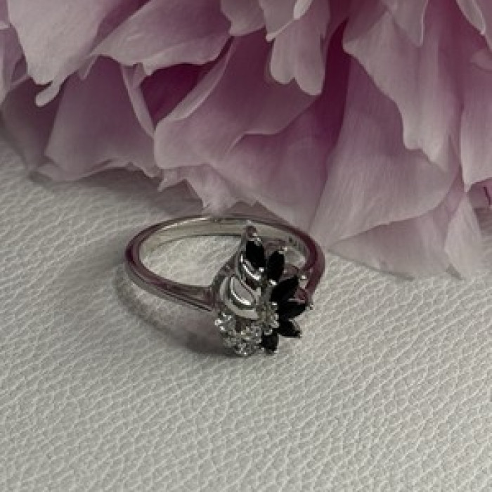 925 Sterling Silver Dark Blue & White Sapphire Ring Size 9 ; 7 ; 6.5